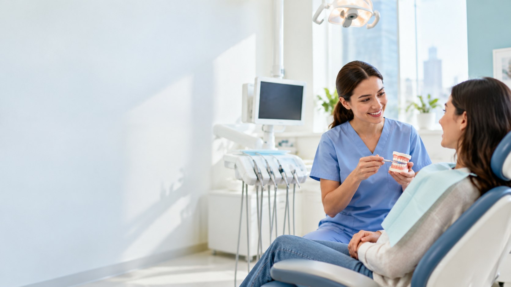 Illustrative discussion in a dental office